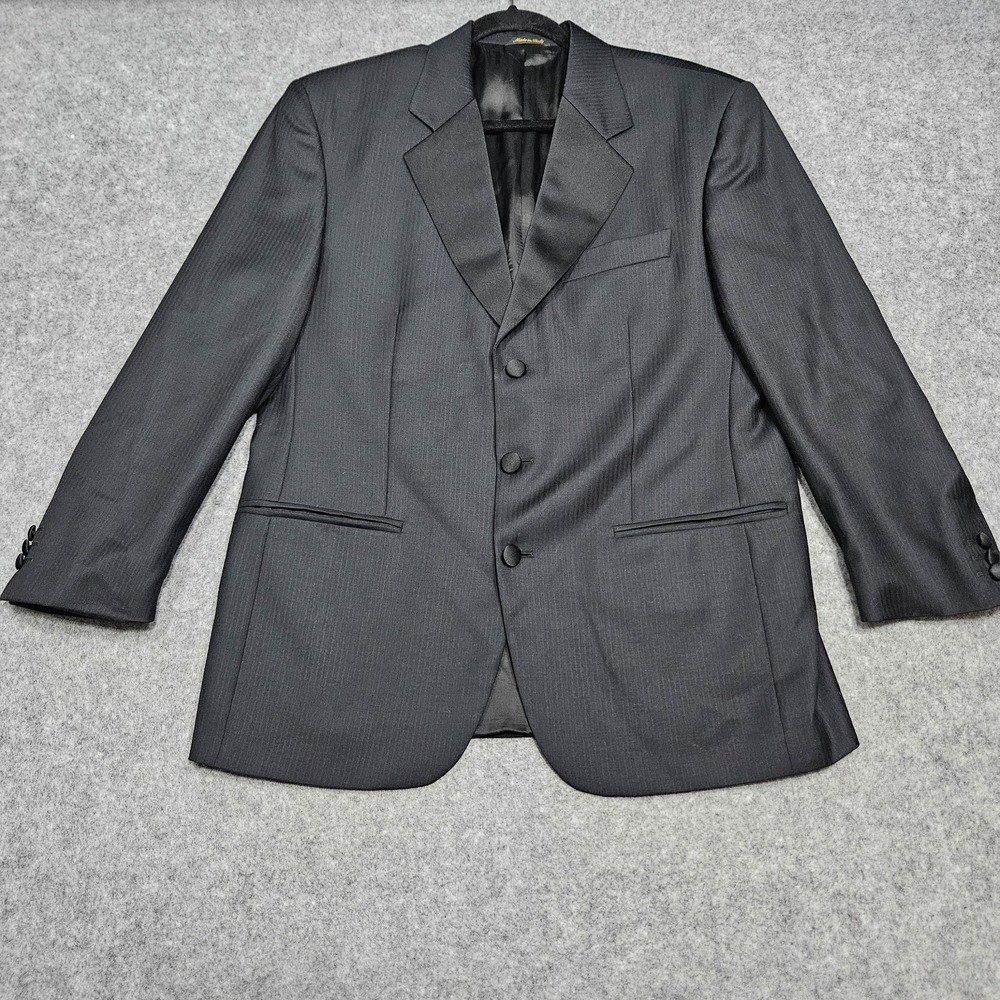 Issimo Blazer Men's 40 S Black 100% Wool Tuxedo Suit Jacket Career Formal Italy